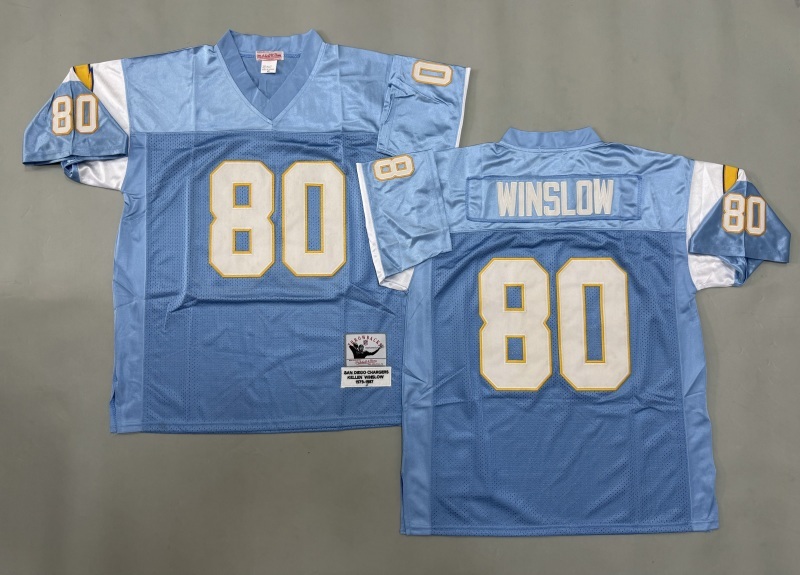 Men 2025 Los Angeles Chargers #80 Winslow Light blue Throwback Limited NFL Jersey style 001